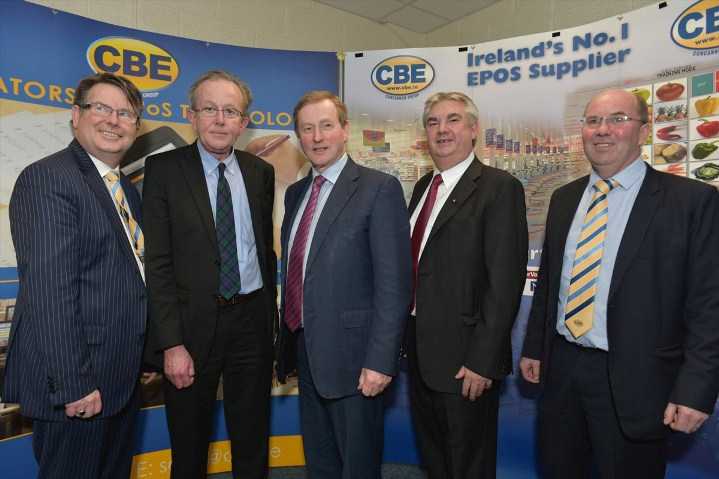 Taoiseach Enda Kenny with (from left) CBE’s Seamus Murray;  Pat O'Grady, Enterprise Ireland;  Gerard Concannon and CBE’s Sean Kenna (Pic: Joe Travers) 